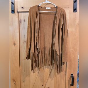 Suede fringe cover up